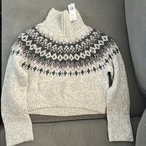 Abercrombie & Fitch Gray and Black Cowl Turtleneck Sweater